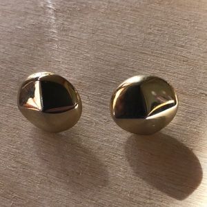 Gold Tone Round Pierced Earrings Preowned